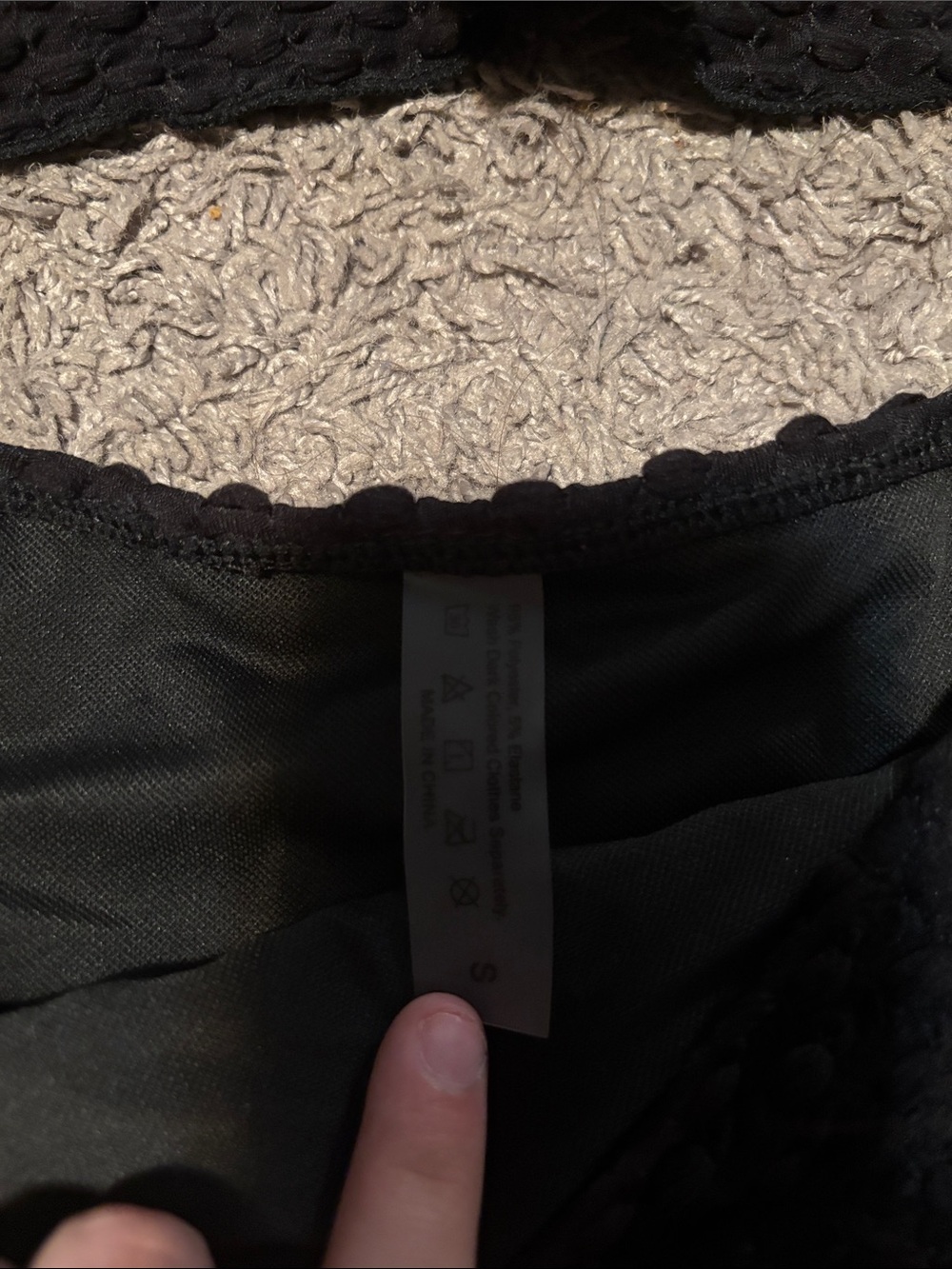 SHEIN Black Textured Tankini Set with Rhinestone Halter - Picture 2 of 3